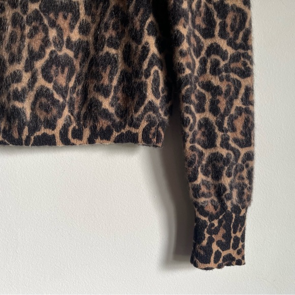 J Crew Brushed Cashmere Crop Fit Crewneck Sweater in Leopard Print XS $158 CE684 - Picture 11 of 16